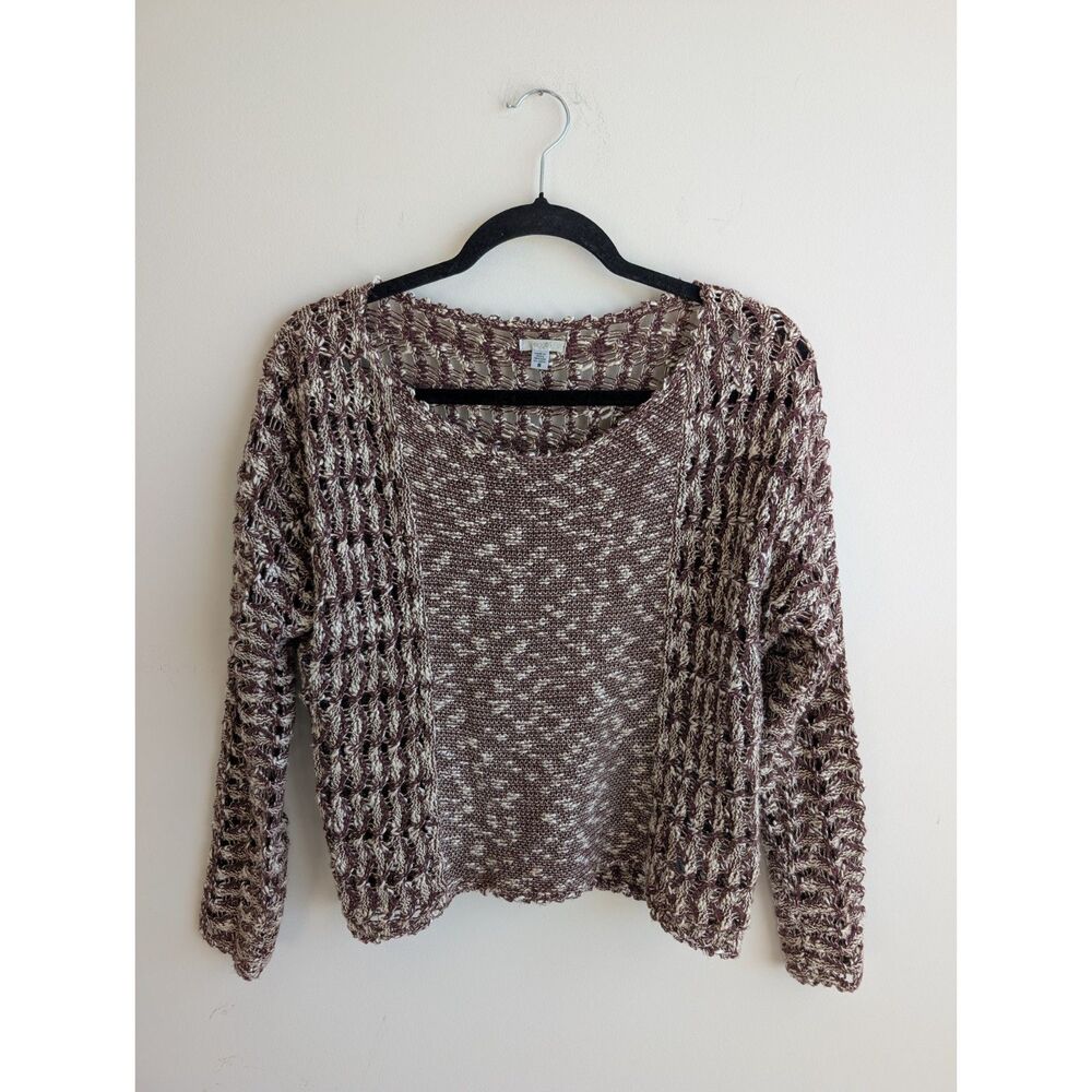 Ecote Urban Outfitters Women S Brown Cream Open Knit Crochet Boho Indie Sweater